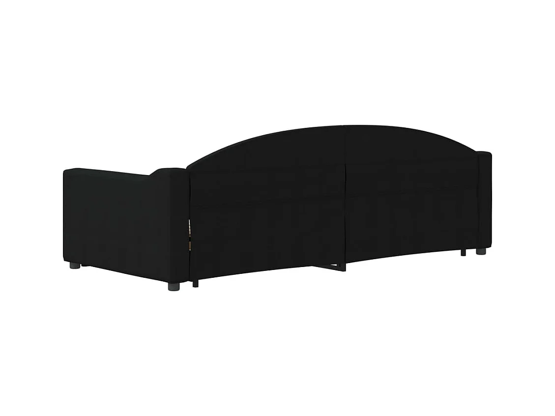 Divano letto con rotelle e cassetti senza materasso nero 90x200 cm