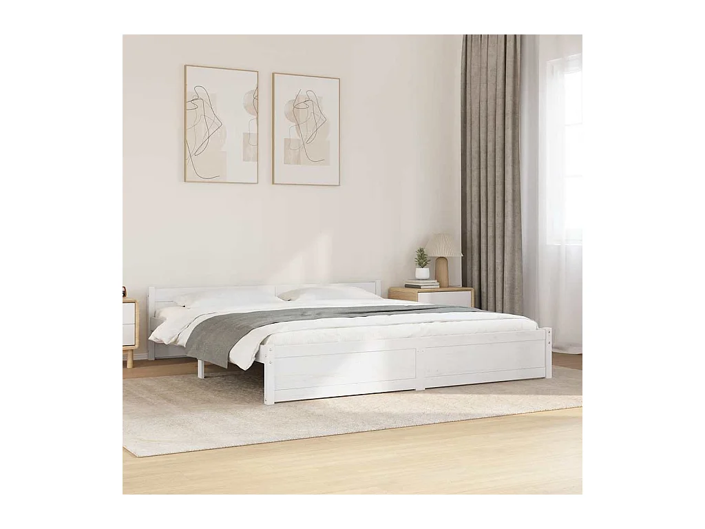 Bedframe zonder matras wit massief hout 200x200 cm
