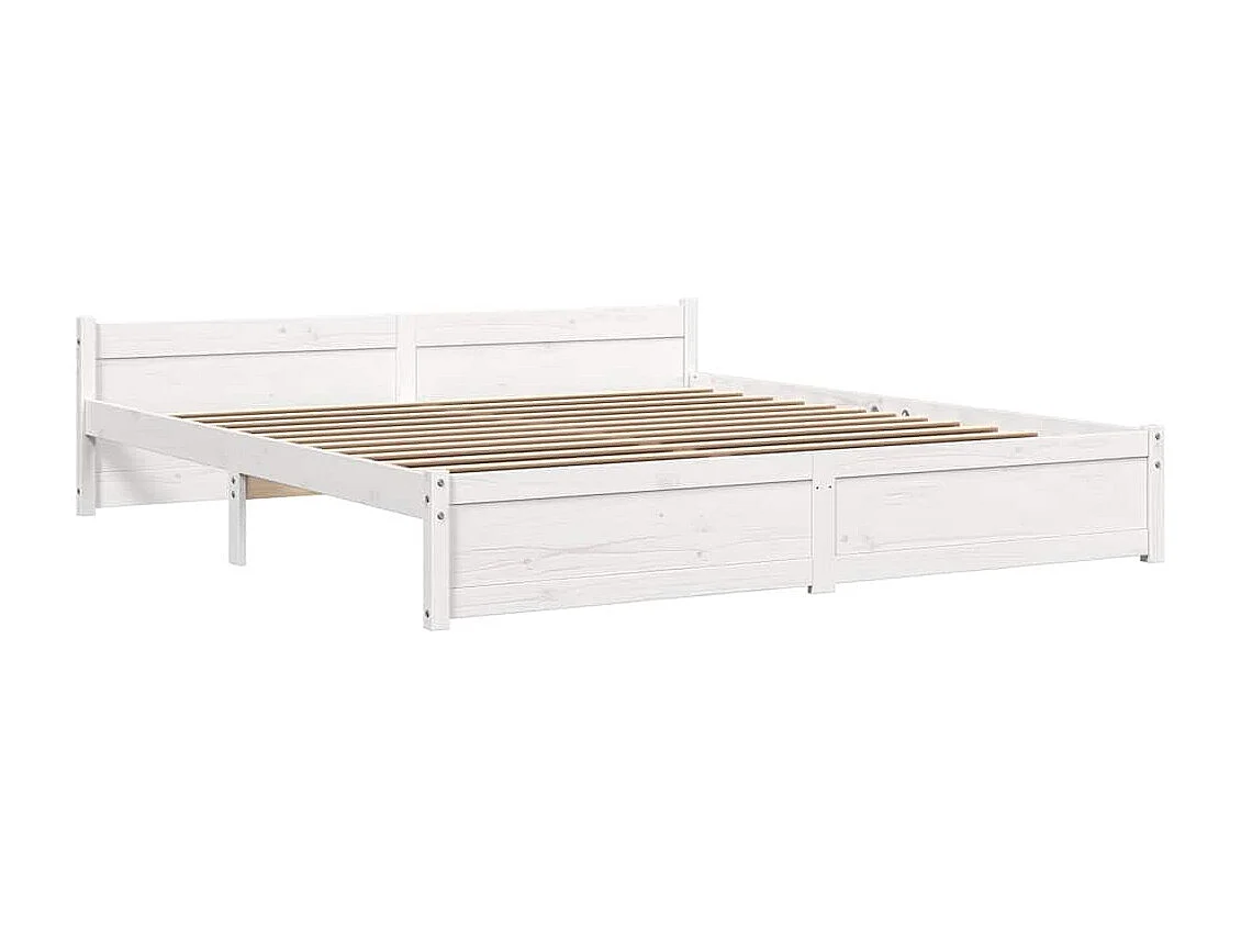 Bedframe zonder matras wit massief hout 200x200 cm