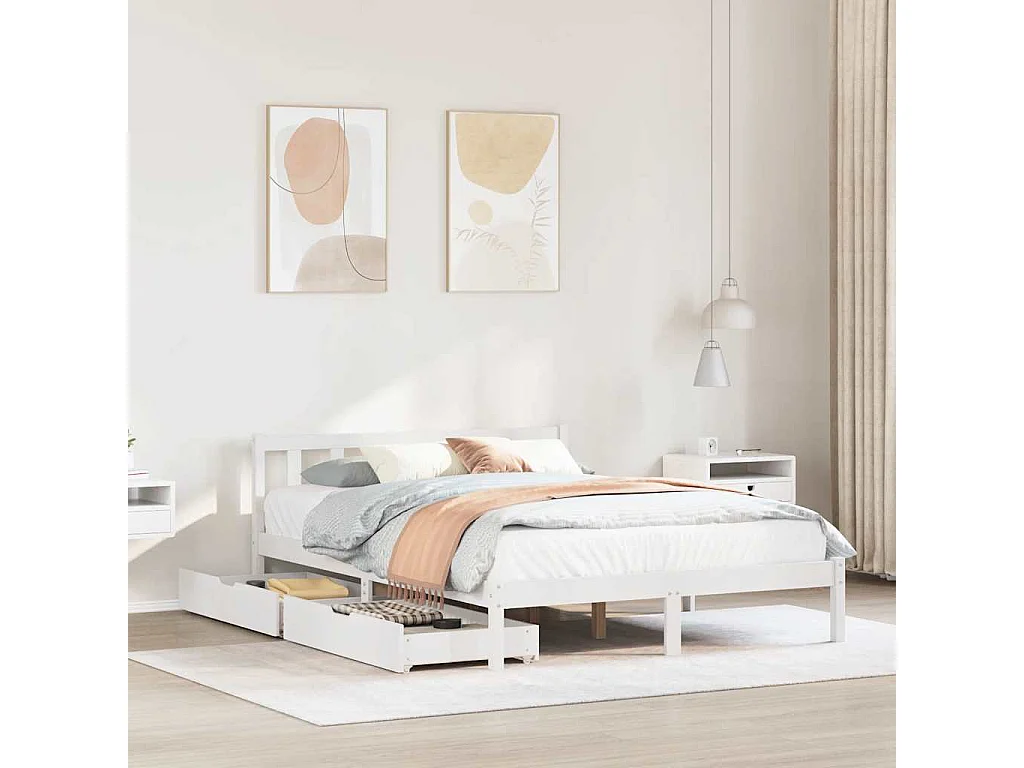 Bedframe zonder matras wit 160x200 cm massief grenenhout