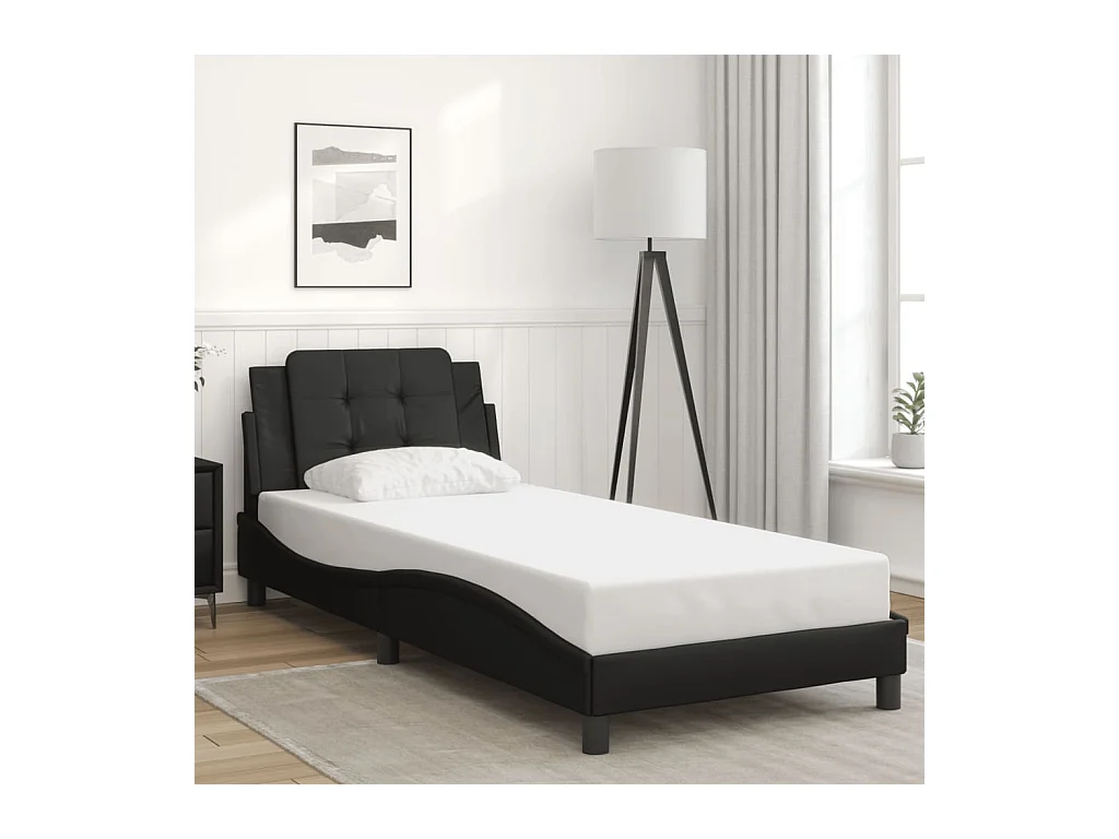 Cadre de lit avec LED sans matelas noir 90x190 cm