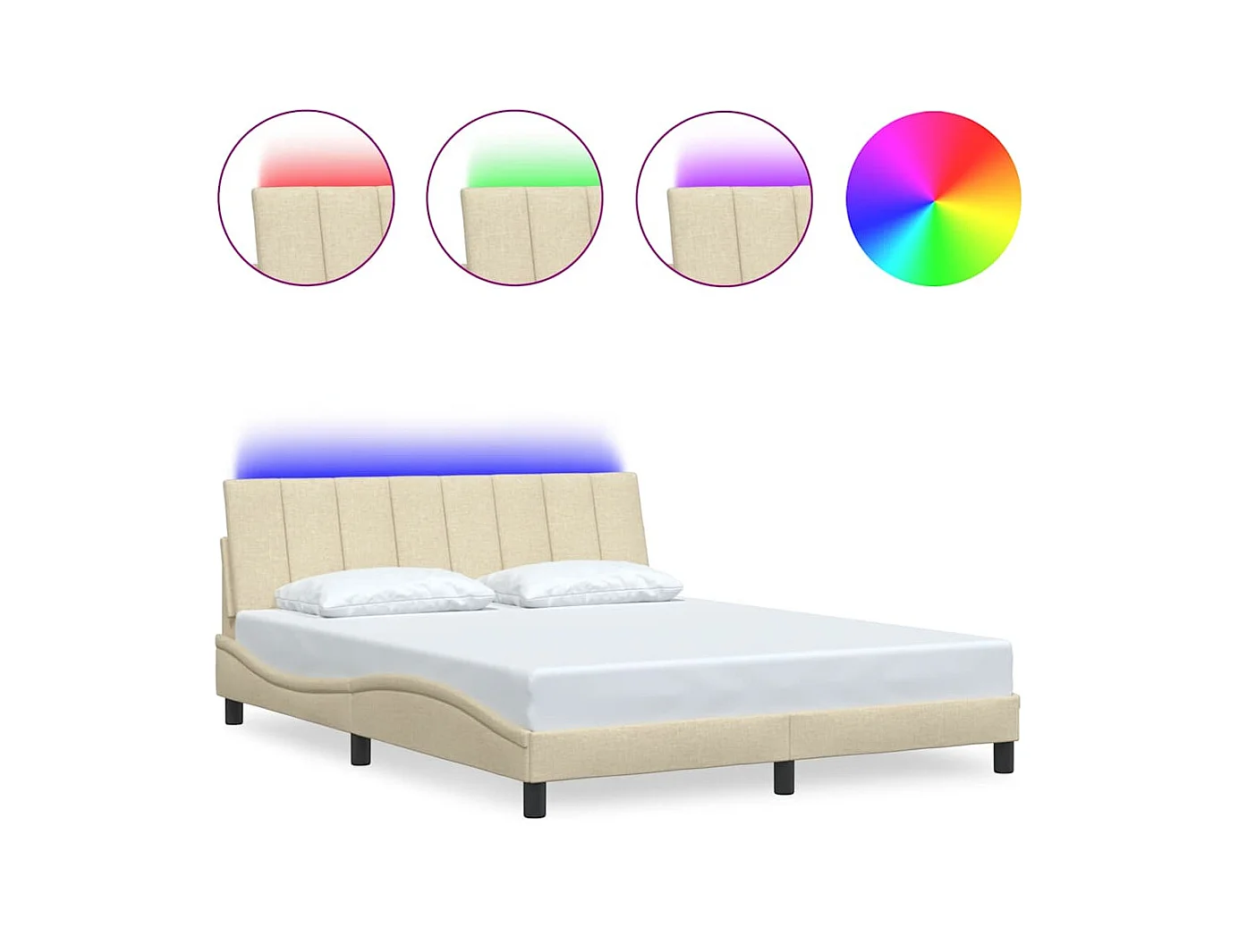 Bedframe zonder matras crème 160x200 cm stof