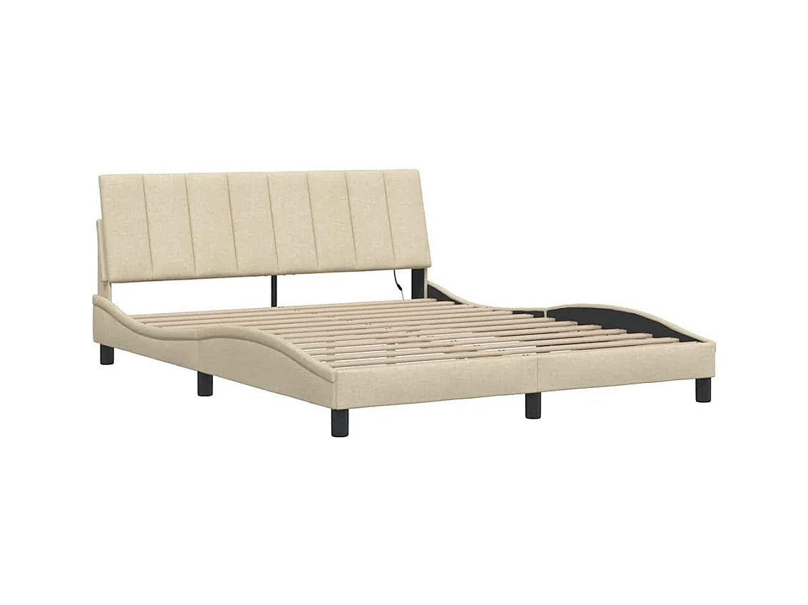 Bedframe zonder matras crème 160x200 cm stof