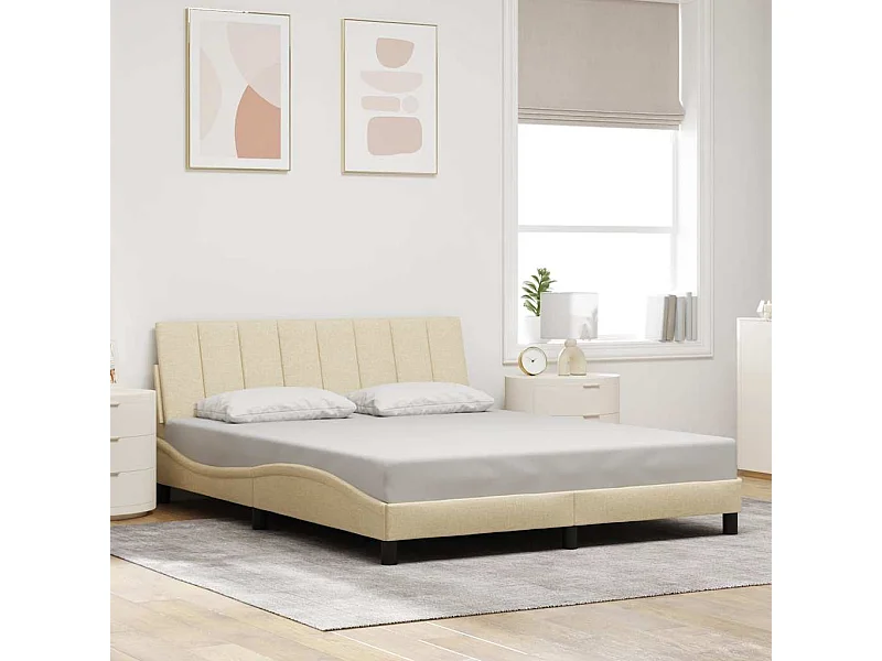 Bettgestell ohne Matratze creme 160x200 cm Stoff
