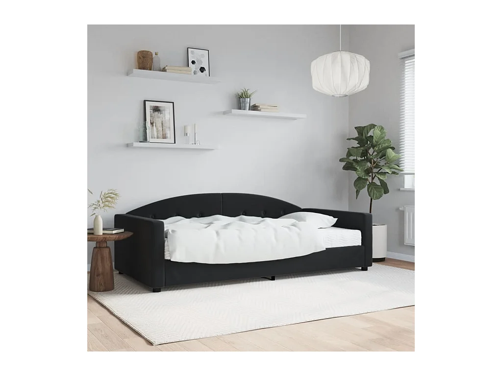 Lit de jour avec matelas noir 100x200 cm velours