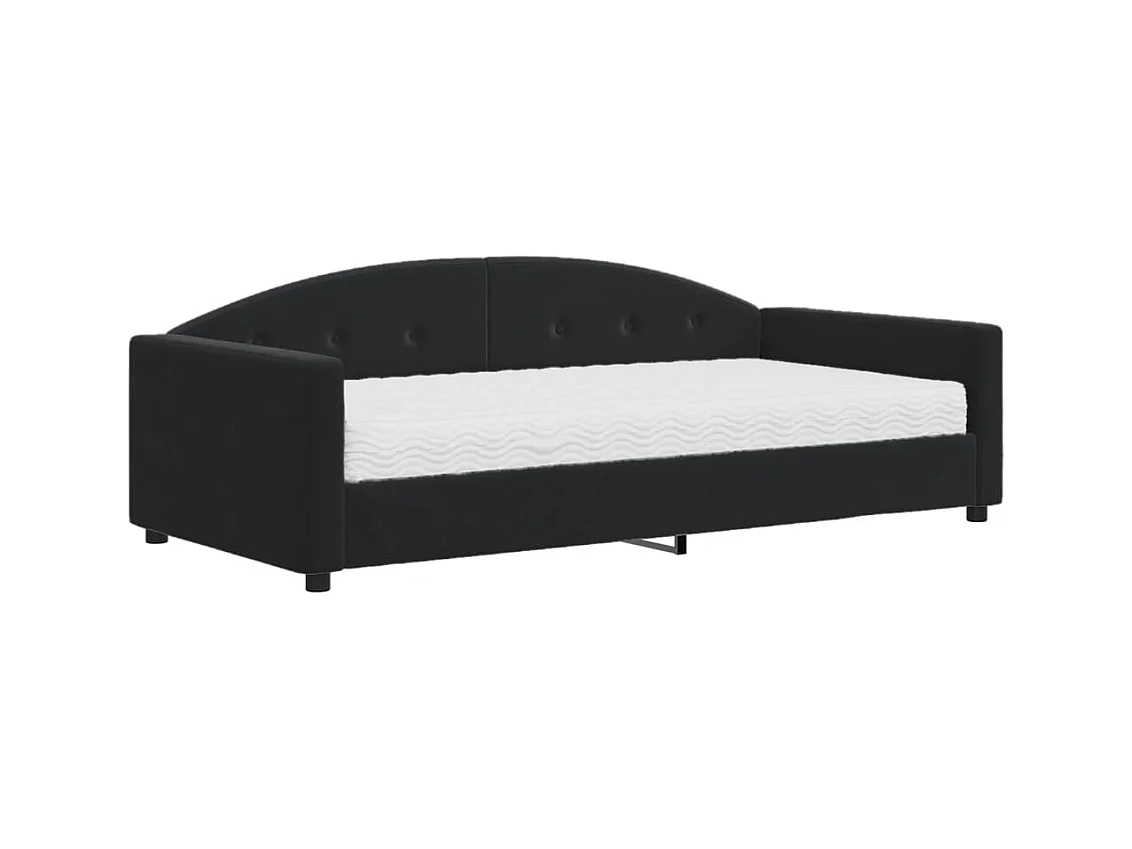 Lit de jour avec matelas noir 100x200 cm velours