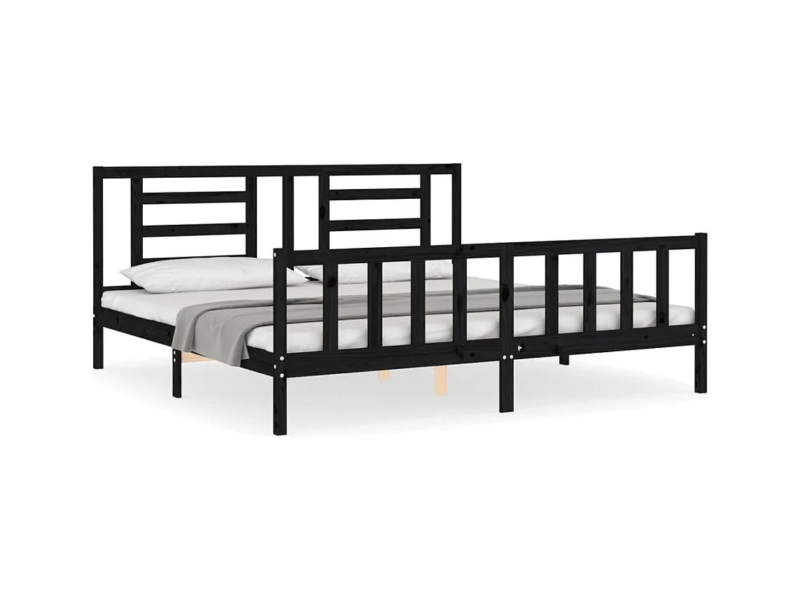 Bedframe zonder matras zwart 200x200 cm massief grenenhout