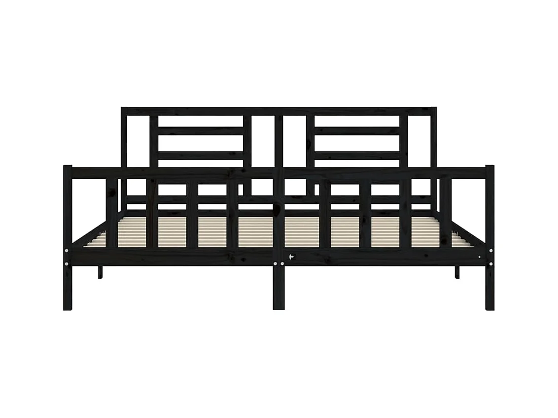 Bedframe zonder matras zwart 200x200 cm massief grenenhout