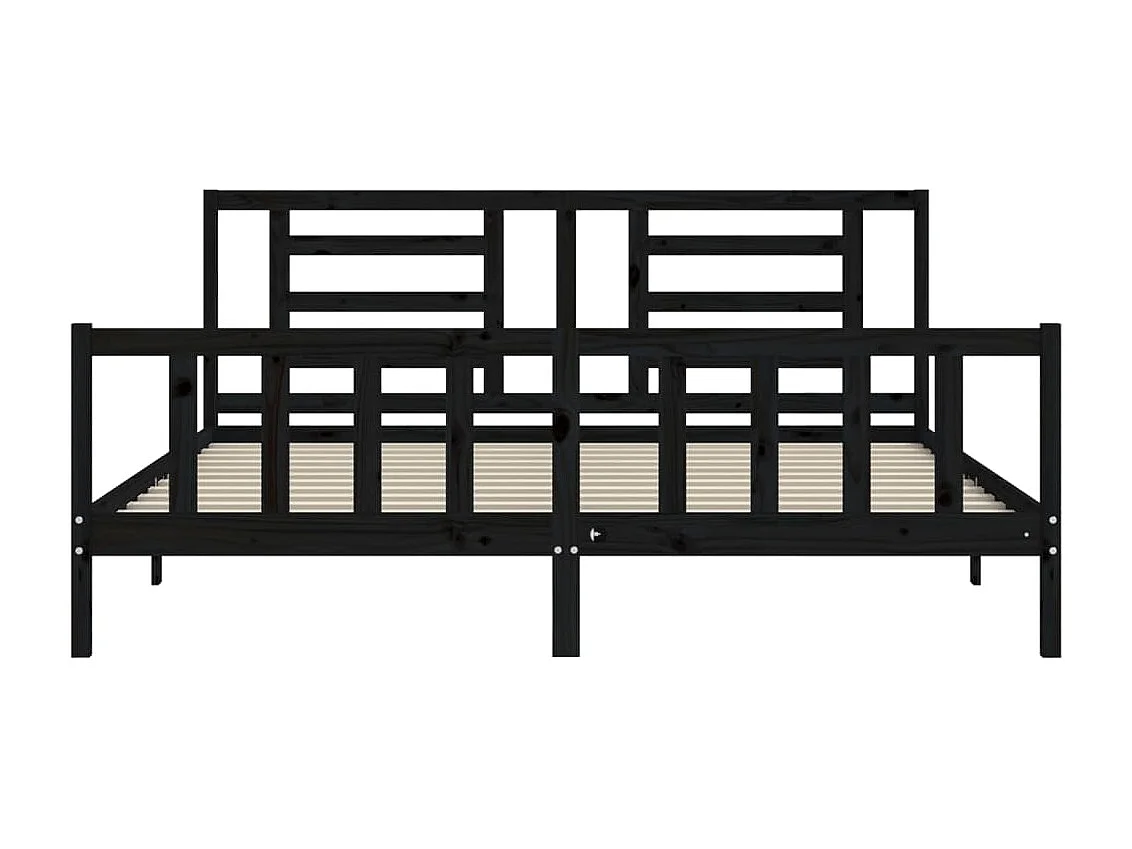 Cadre de lit sans matelas noir 200x200 cm bois massif de pin
