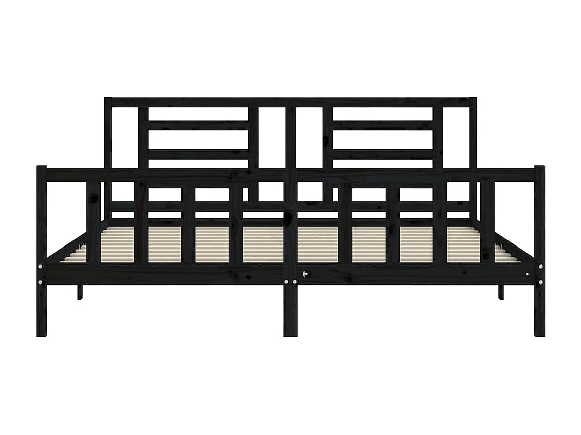 Cadre de lit sans matelas noir 200x200 cm bois massif de pin