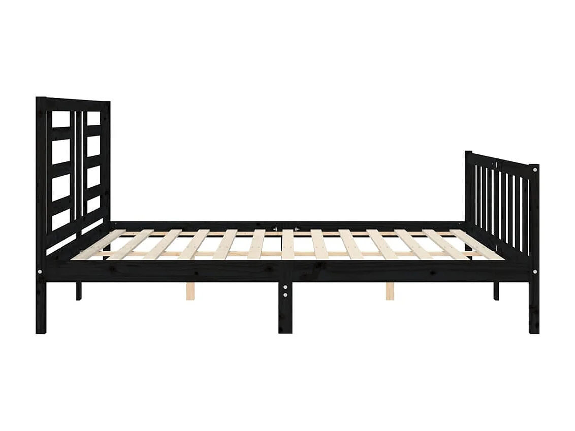 Cadre de lit sans matelas noir 200x200 cm bois massif de pin