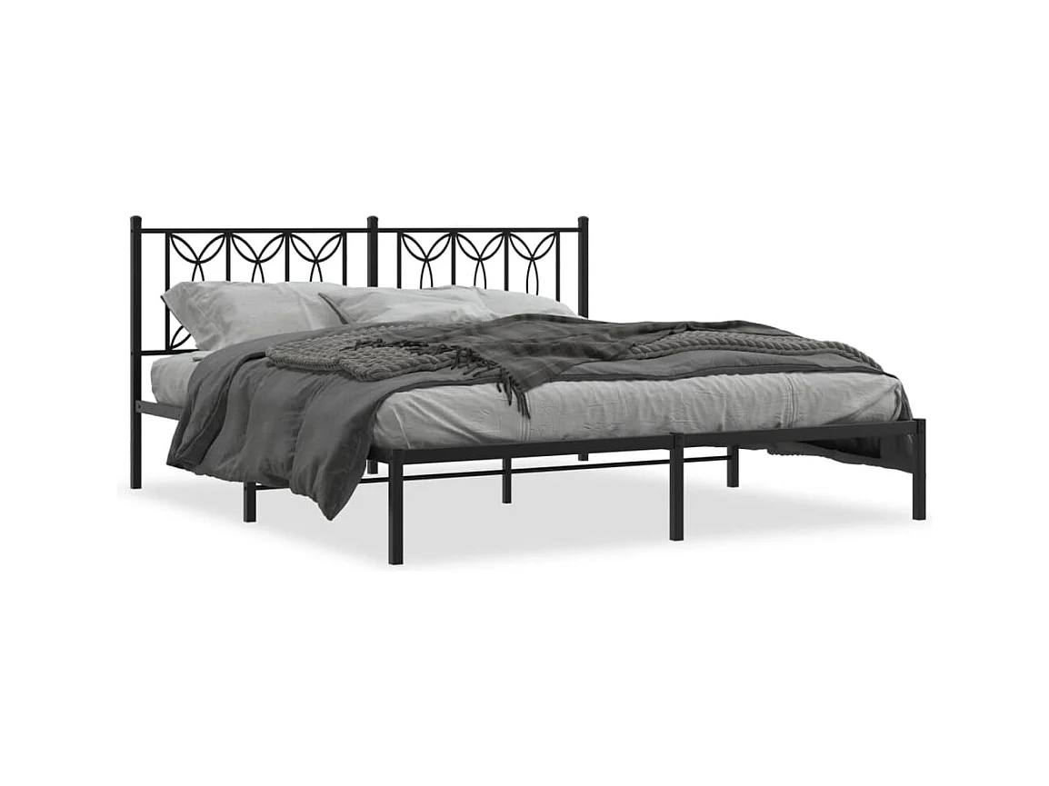 Struttura letto in metallo senza materasso e testiera nera 180x200 cm