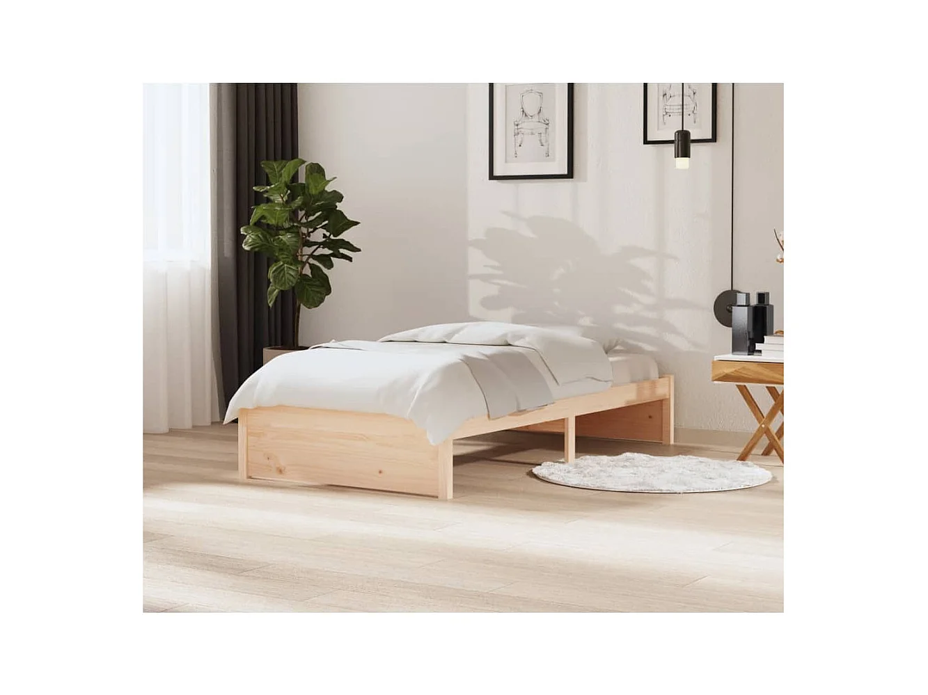 Cadre de lit sans matelas blanc bois massif 100x200 cm
