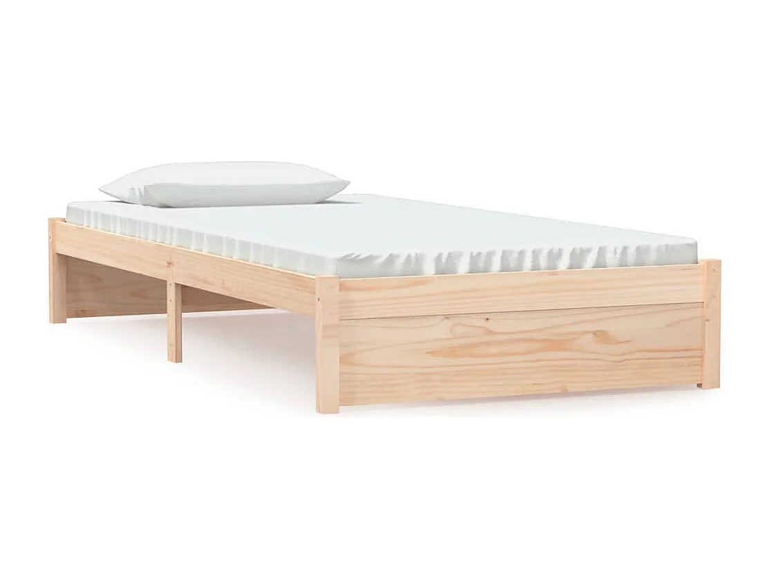 Cadre de lit sans matelas blanc bois massif 100x200 cm