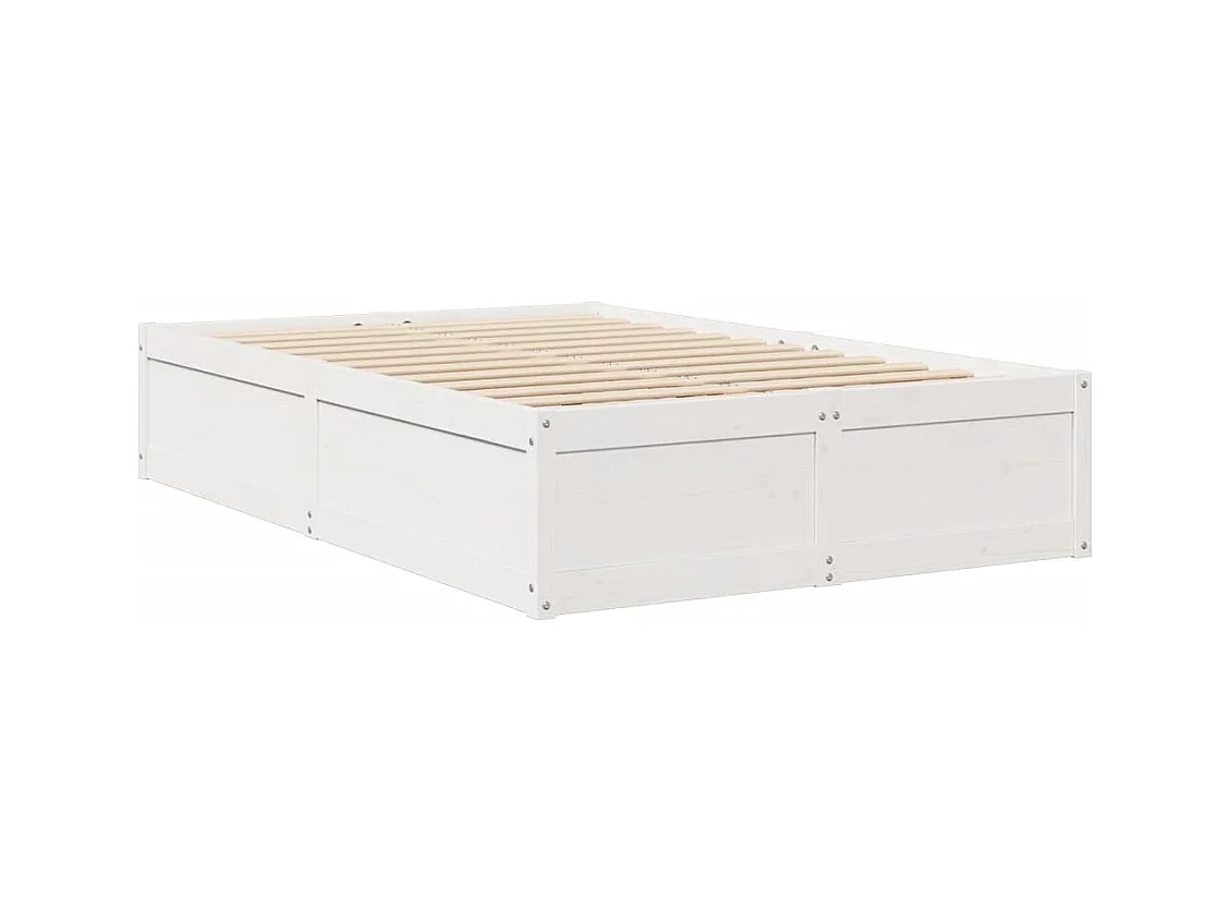 Estructura de cama sin colchón blanca 135x190 cm madera maciza de pino