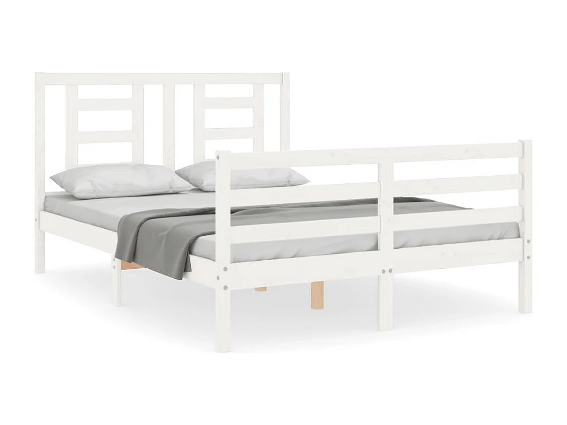 Cadre de lit sans matelas blanc 140x200 cm bois massif