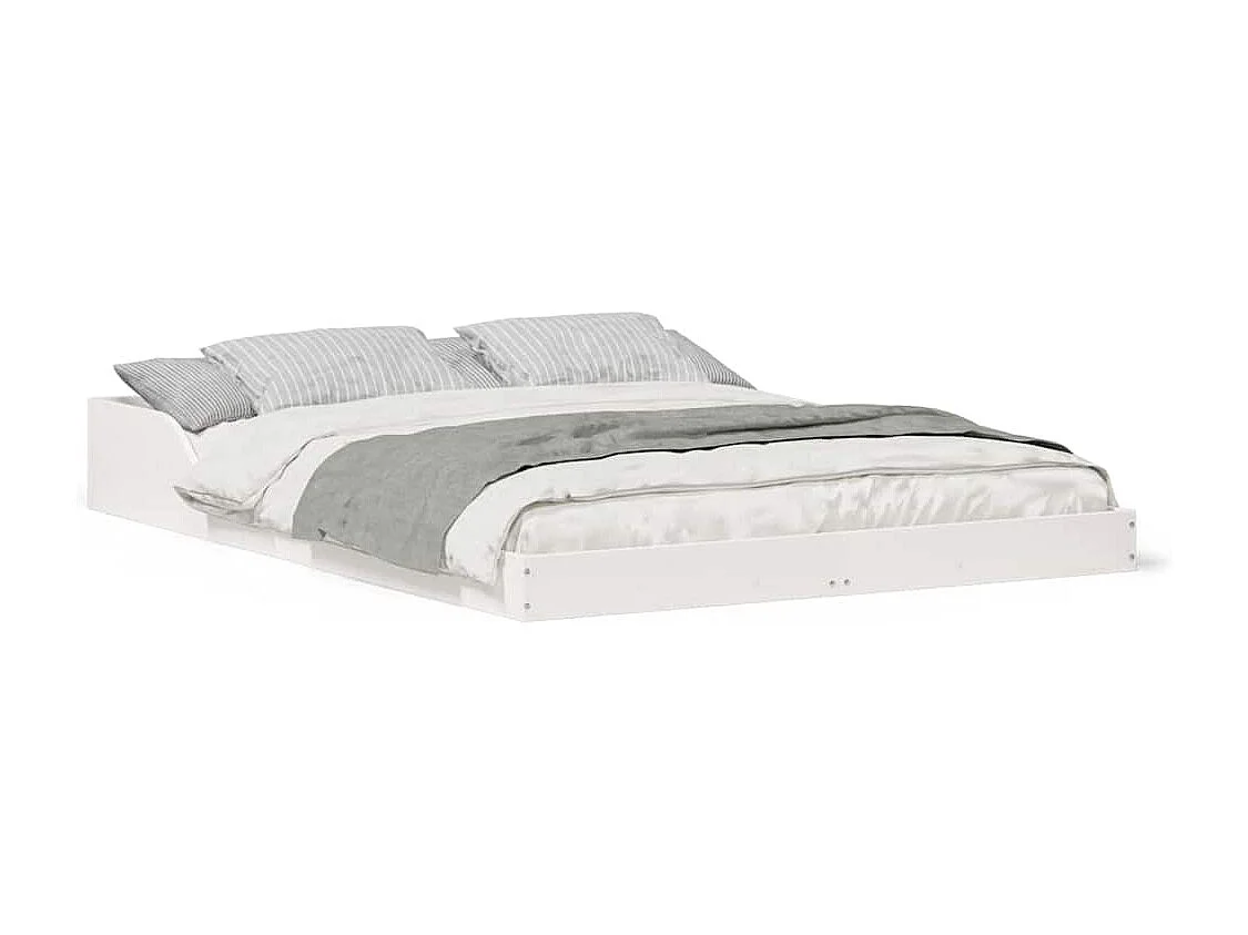 Cadre de lit Blanc 135 x 190 cm Bois massif en pin