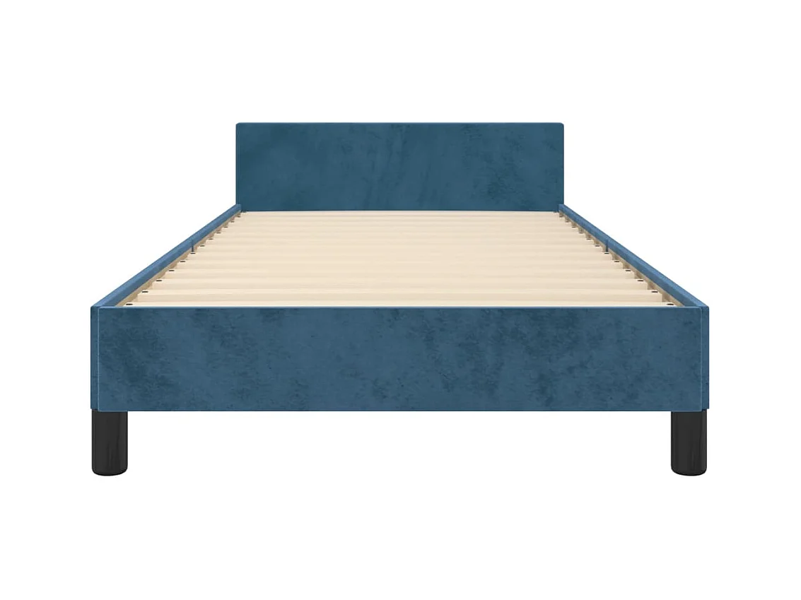 Struttura letto senza materasso blu scuro 80x200 cm velluto