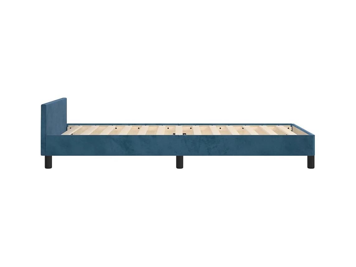 Struttura letto senza materasso blu scuro 80x200 cm velluto