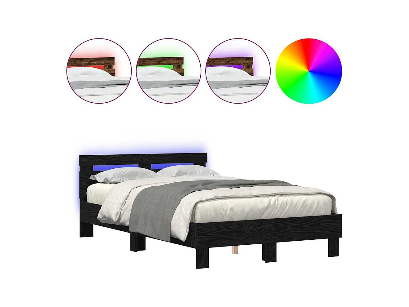 Struttura letto in rovere nero 120 x 190 cm in legno ingegnerizzato