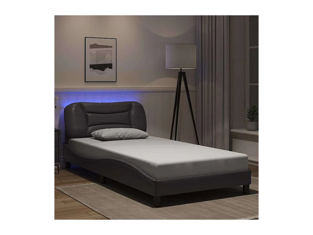 Struttura letto con LED senza materasso grigio 100x200 cm