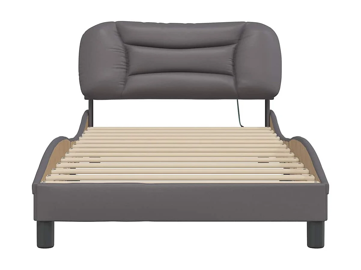 Struttura letto con LED senza materasso grigio 100x200 cm