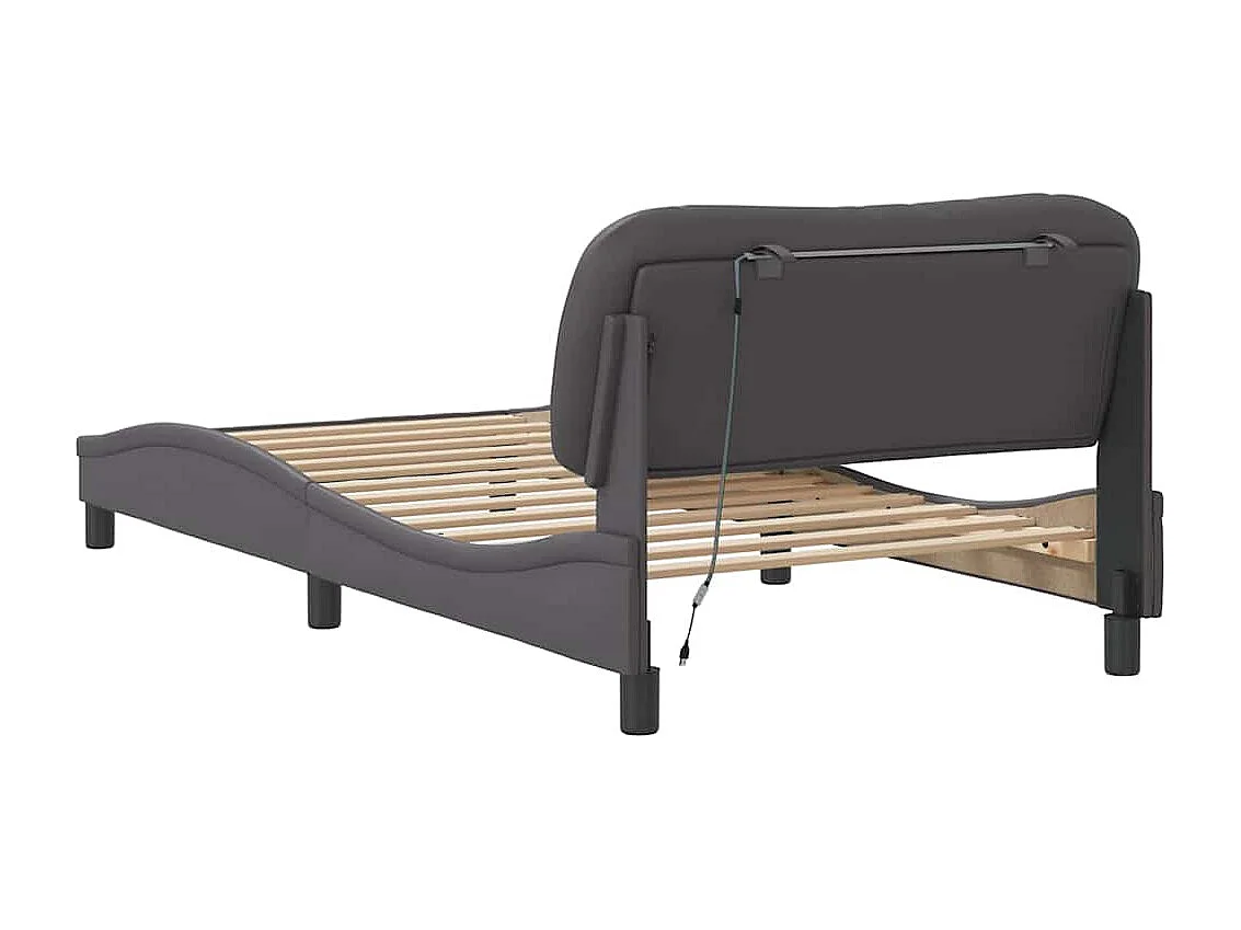 Struttura letto con LED senza materasso grigio 100x200 cm