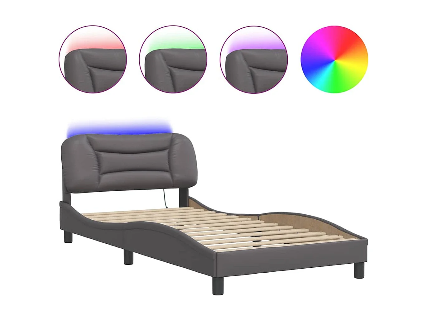 Cadre de lit avec LED sans matelas gris 100x200 cm