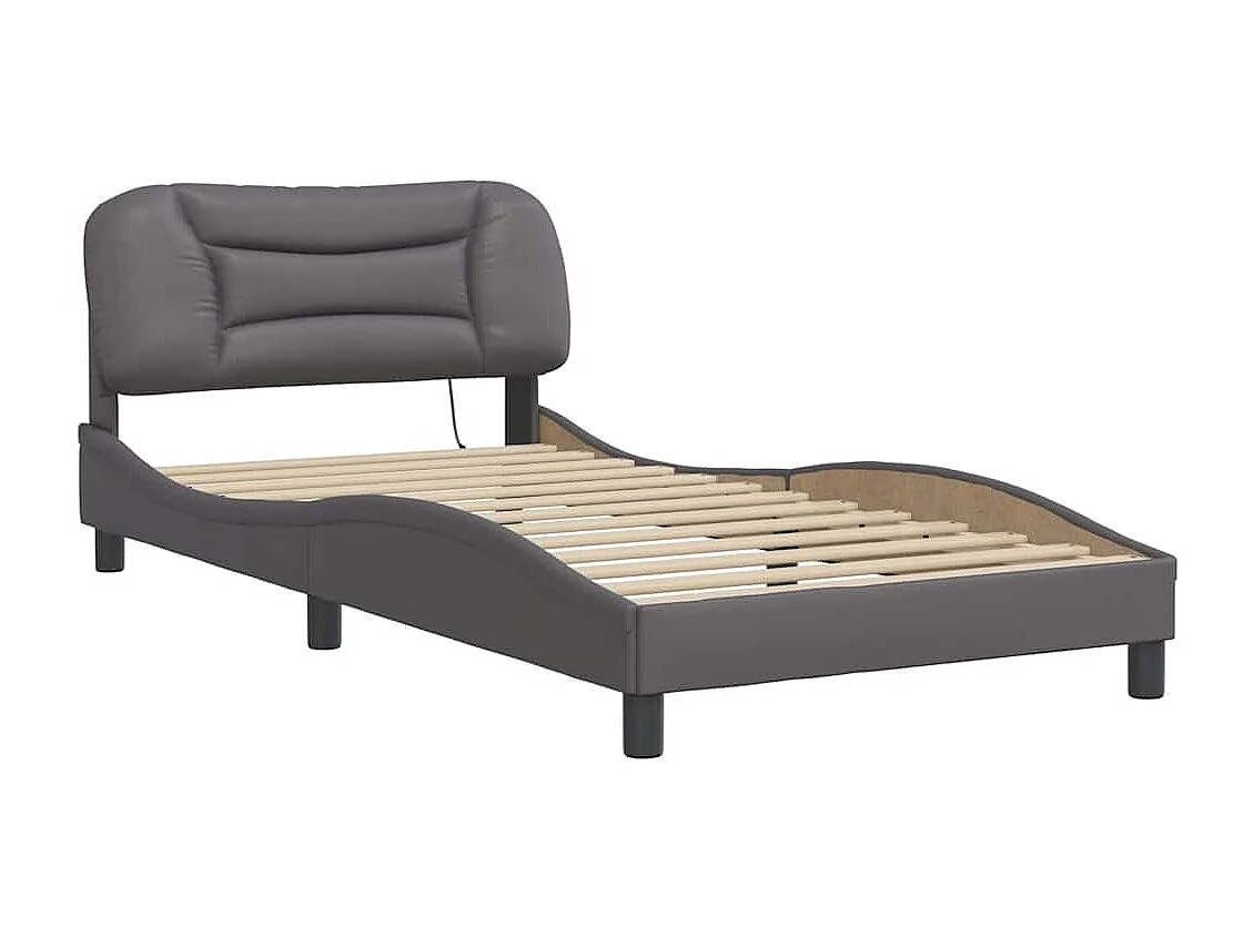 Cadre de lit avec LED sans matelas gris 100x200 cm