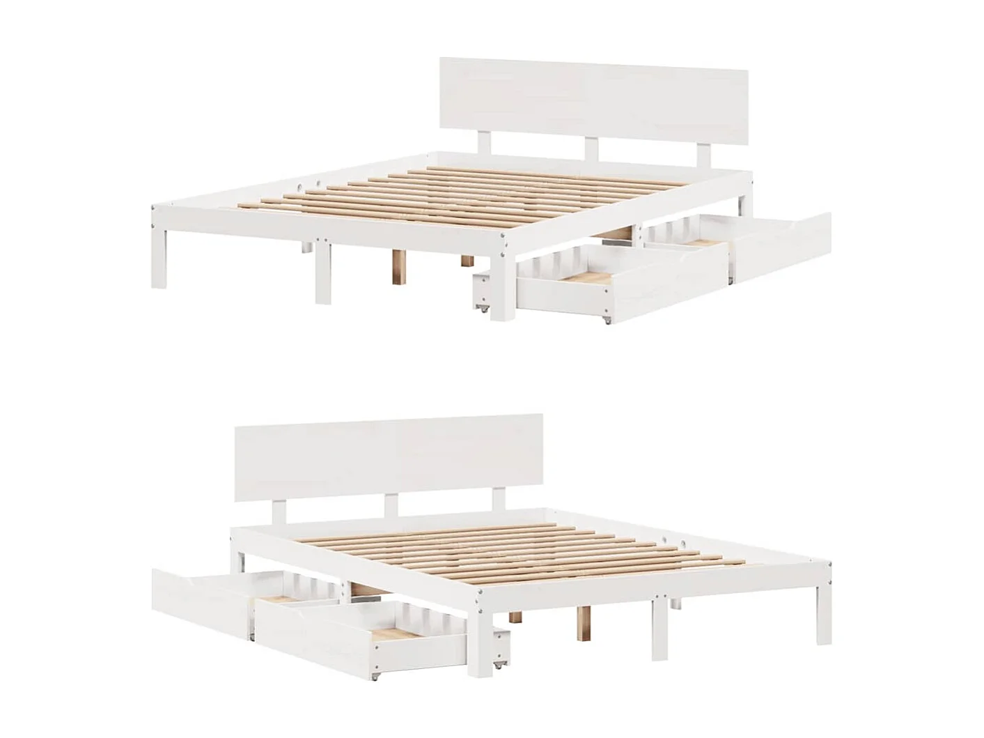 Bedframe met lades zonder matras wit 135x190 cm