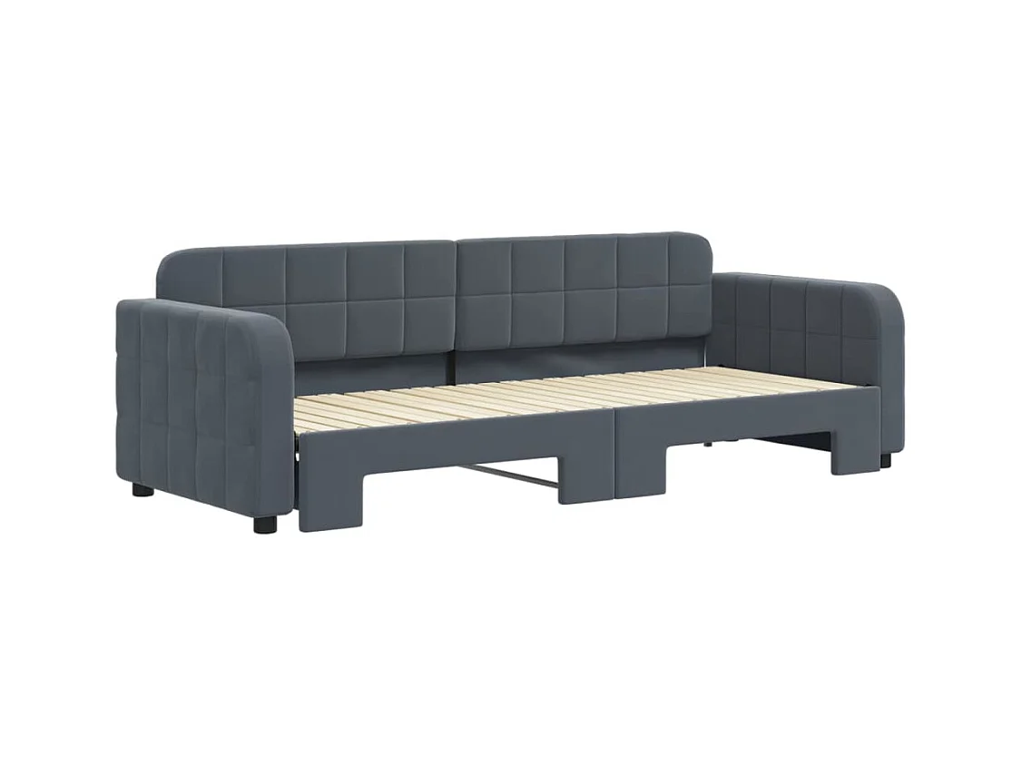 Dagbed met onderschuifbed zonder matras donkergrijs 80x200 cm