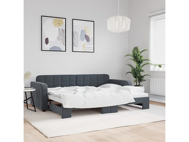 Cama de día con nido sin colchón gris oscuro 80x200 cm