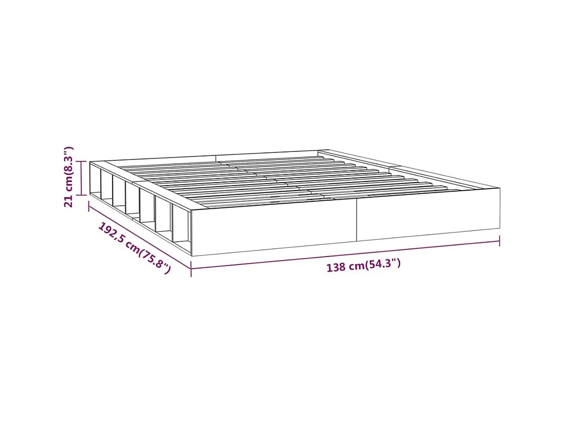 Bedframe zonder matras wit 120x190 cm massief hout