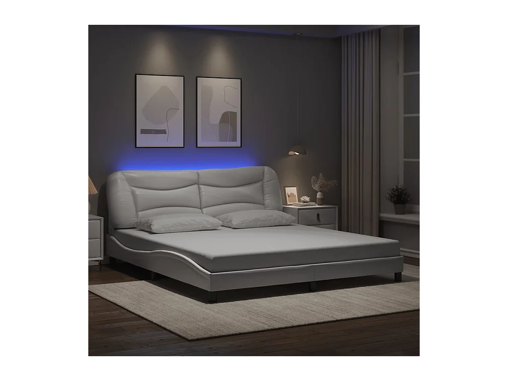 Cadre de lit avec LED sans matelas blanc 180x200 cm