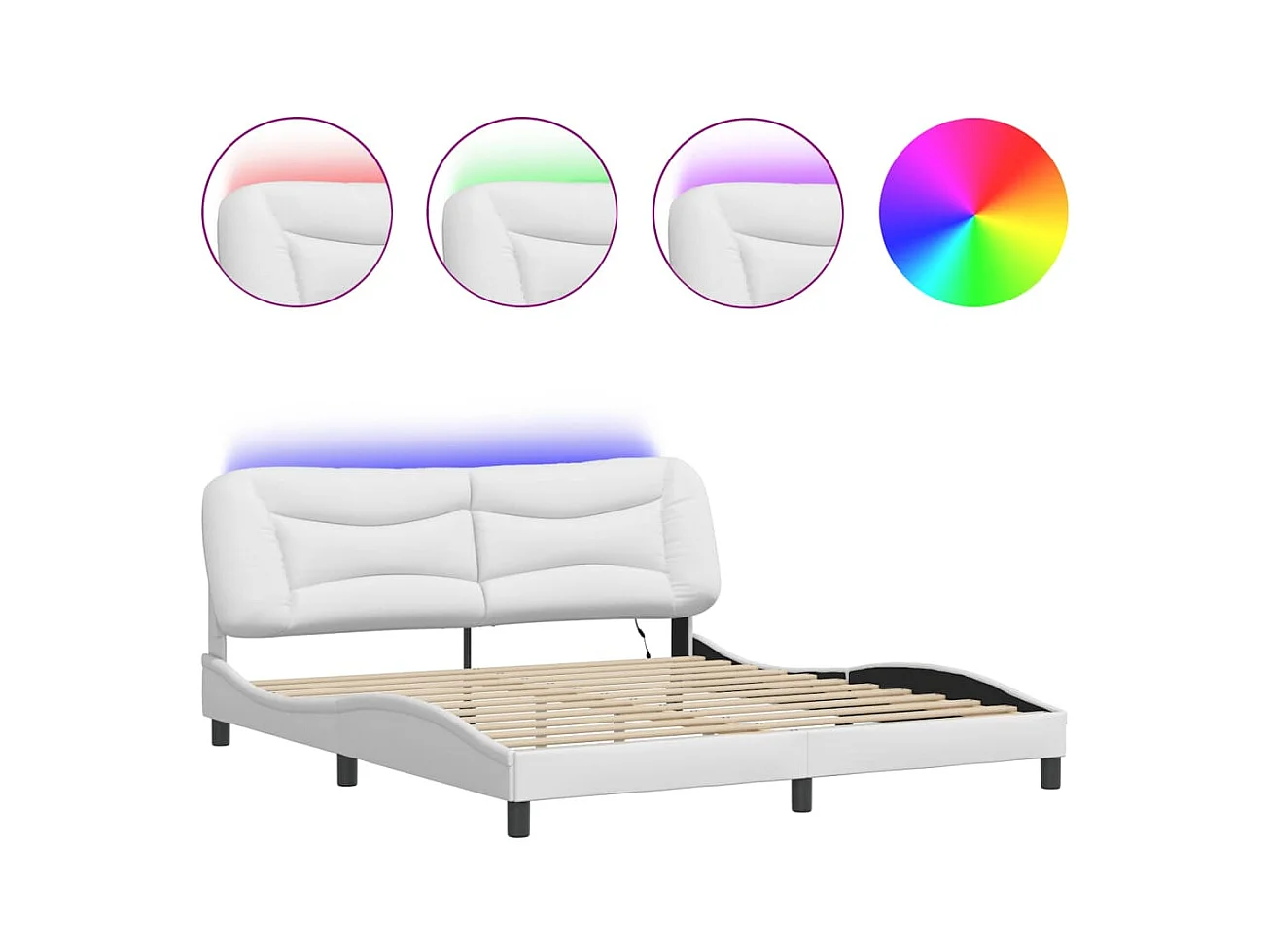 Cadre de lit avec LED sans matelas blanc 180x200 cm