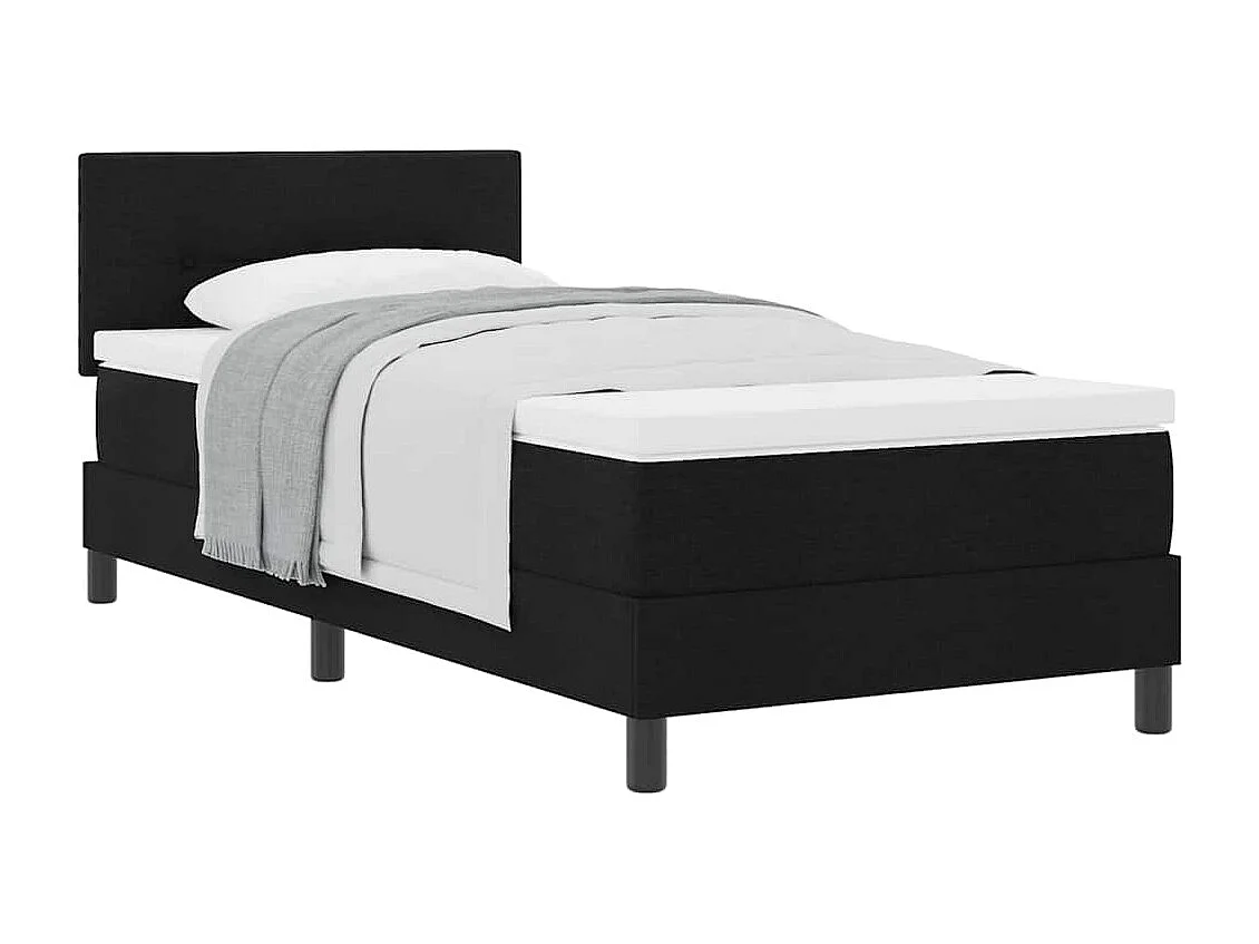 Lit boxspring avec matelas avec matelas Noir 90 x 200 cm tissu