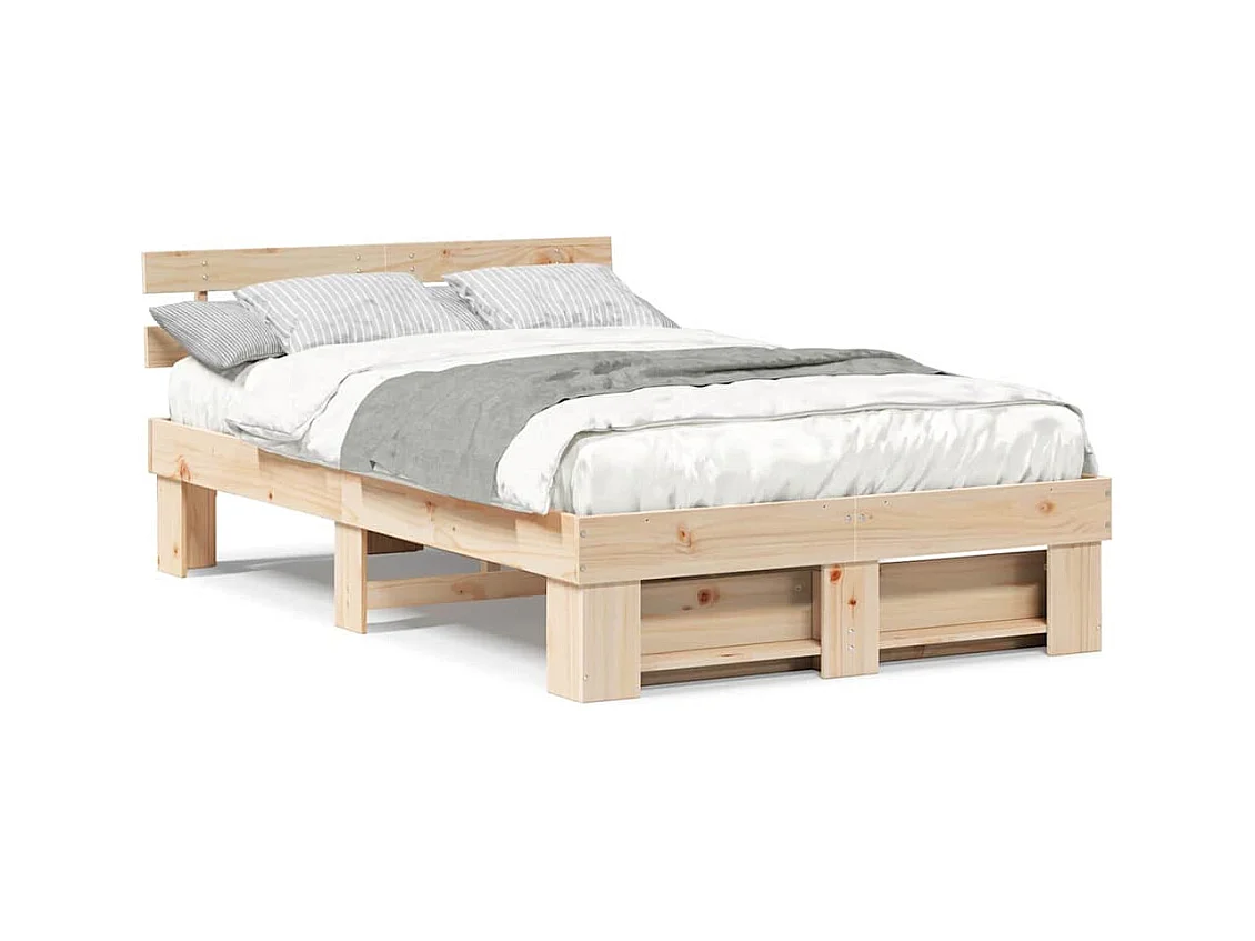 Struttura letto marrone 120 x 200 cm in legno massello di pino
