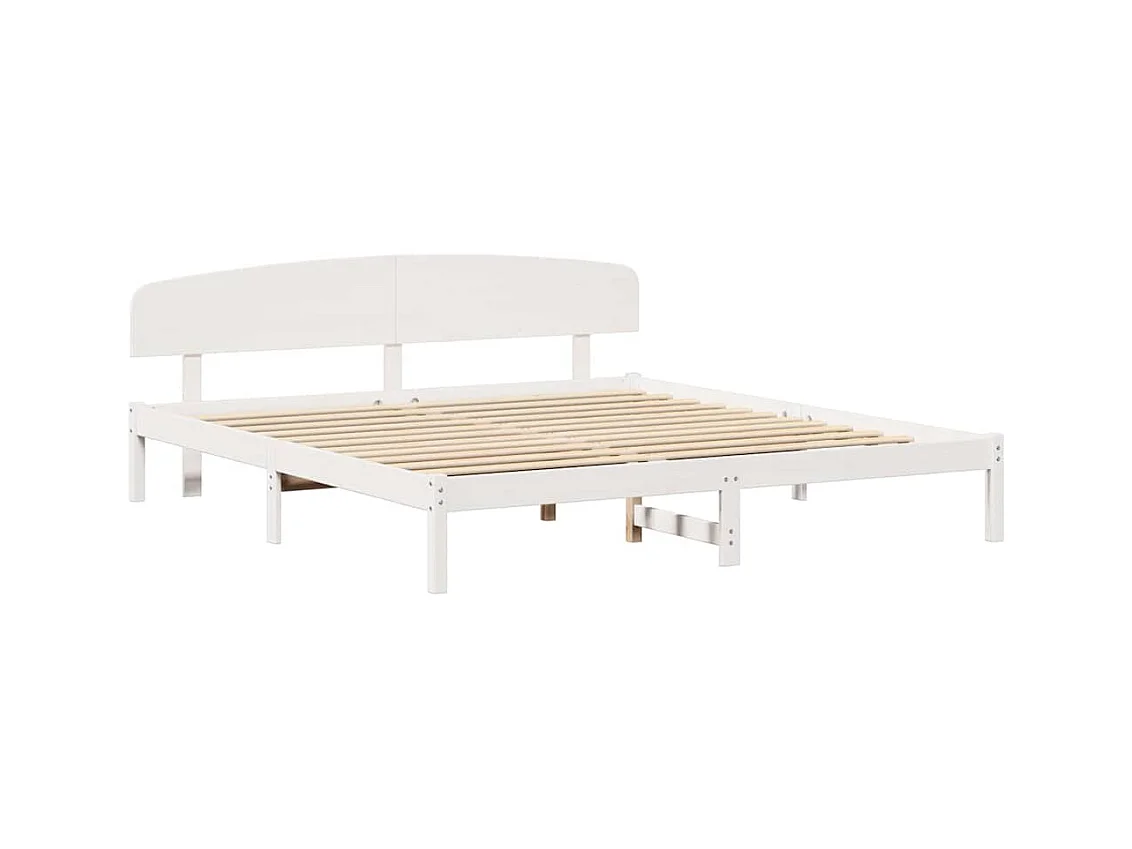 Struttura letto bianca 200 x 200 cm in legno massello di pino