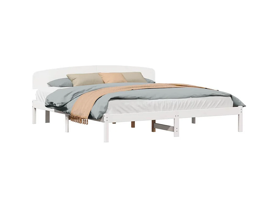 Struttura letto bianca 200 x 200 cm in legno massello di pino