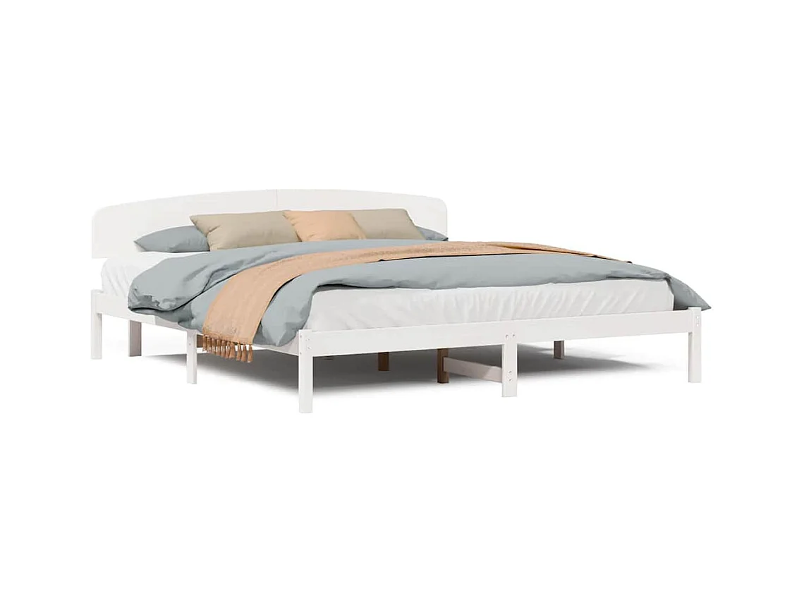 Struttura letto bianca 200 x 200 cm in legno massello di pino