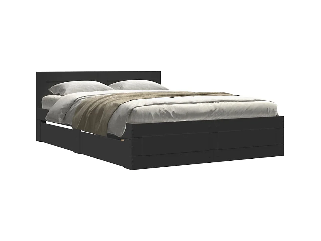 Bedframe met hoofdbord zonder matras zwart 120x190 cm
