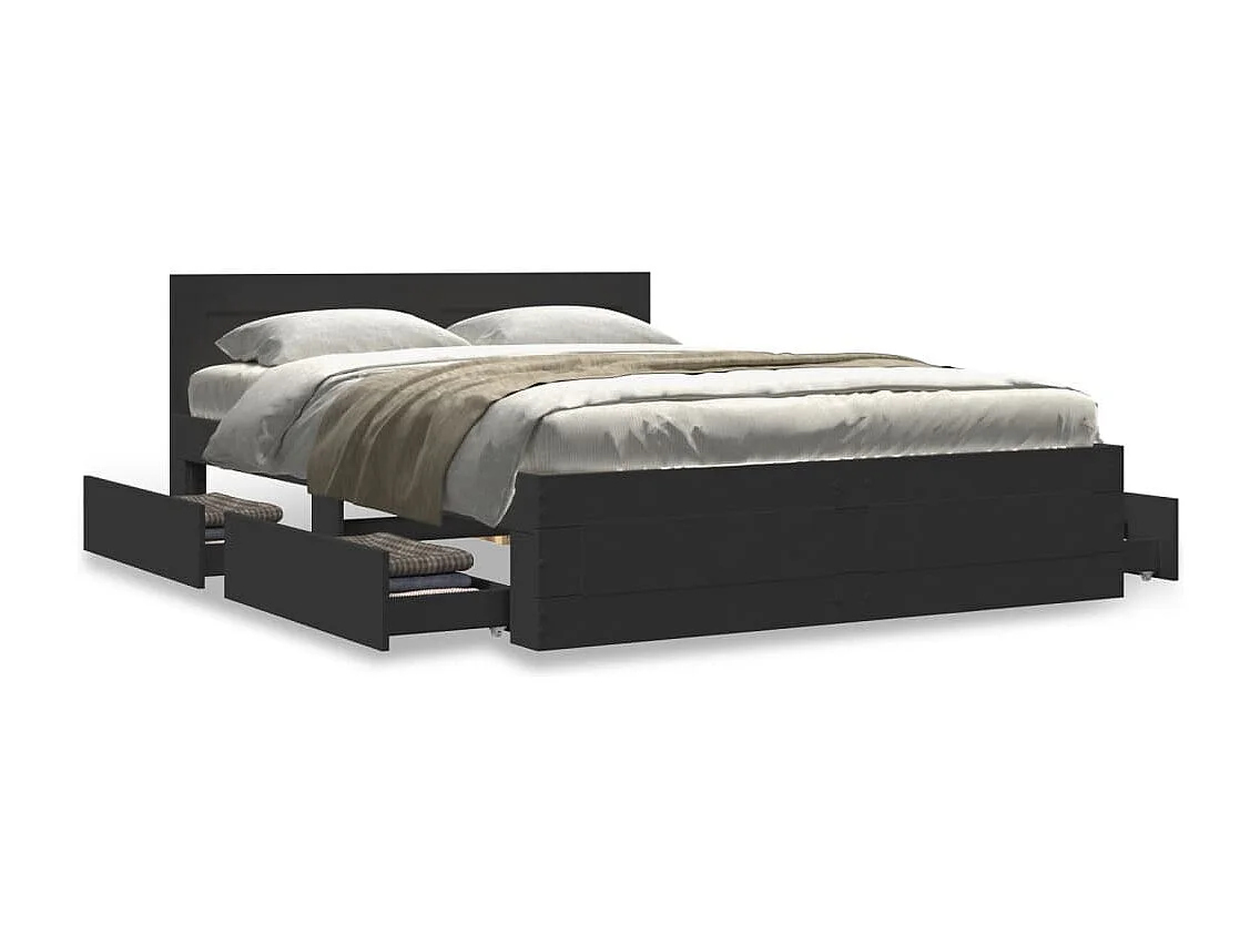 Struttura letto con testiera senza materasso nero 120x190 cm