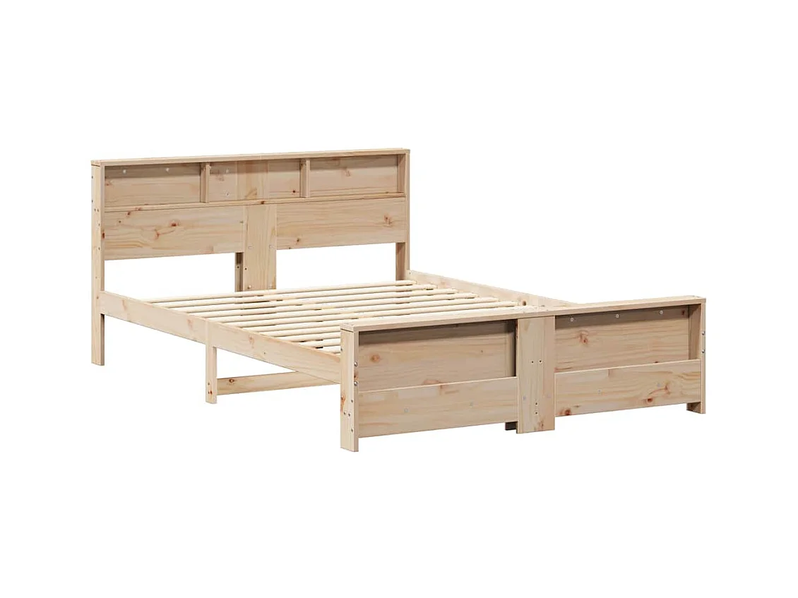 Struttura letto marrone 150 x 200 cm in legno massello di pino