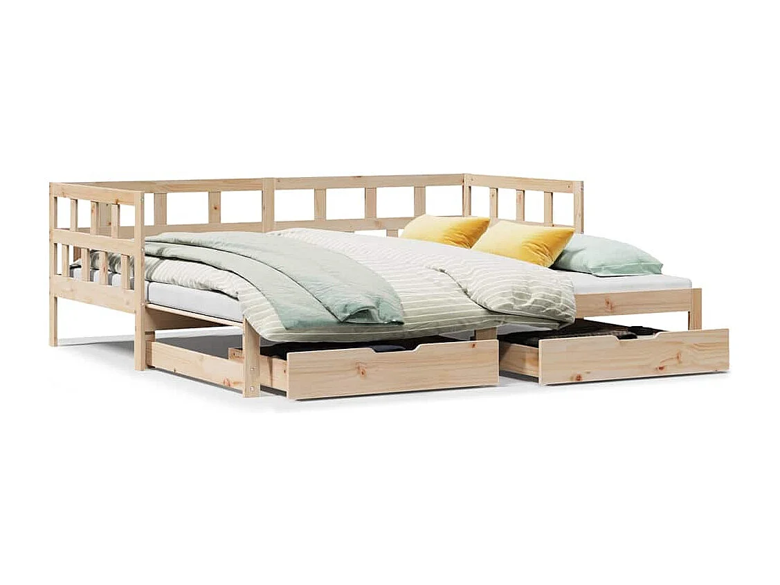 Cama de día con nido y cajones sin colchón 80x200 cm