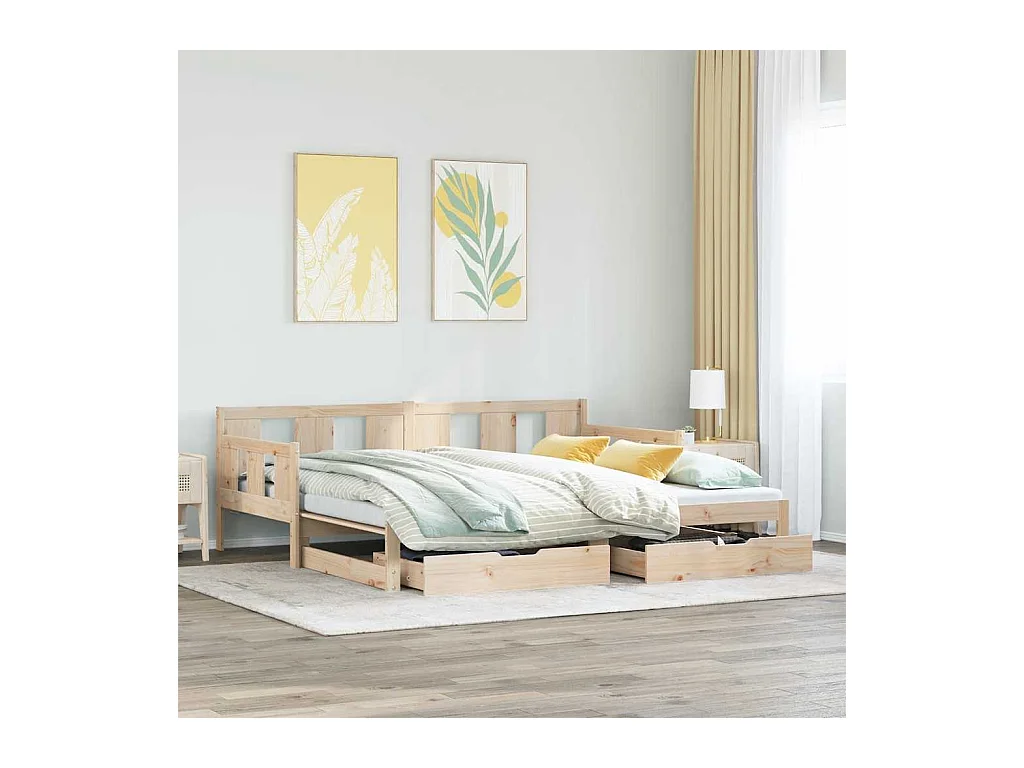 Divano letto con rotelle e cassetti senza materasso 90x190 cm