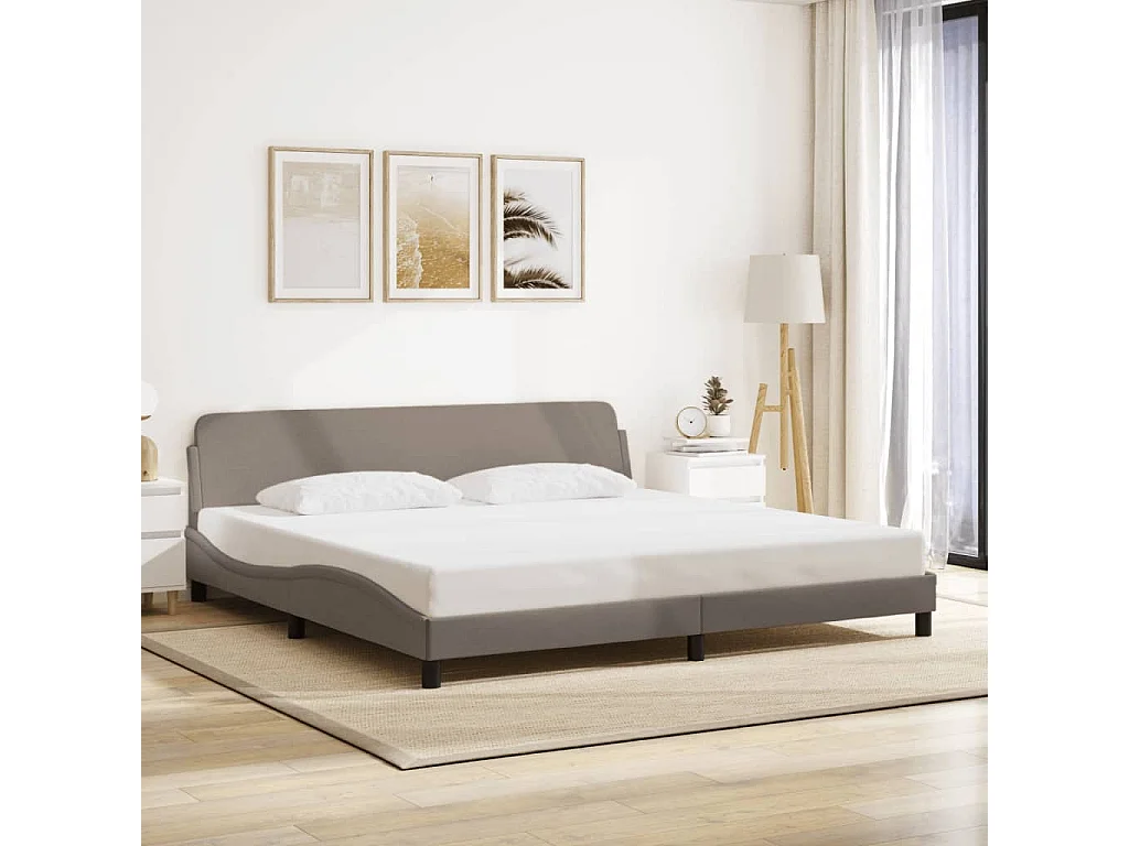 Struttura letto senza materasso in tessuto tortora 200x200 cm