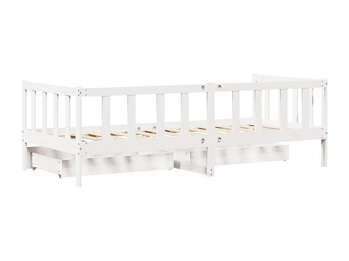 Dagbed en lades zonder matras wit 90x200 cm massief hout