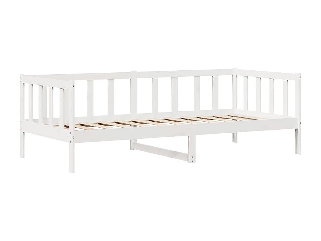 Divano letto e cassetti senza materasso bianco 90x200 cm in legno massello