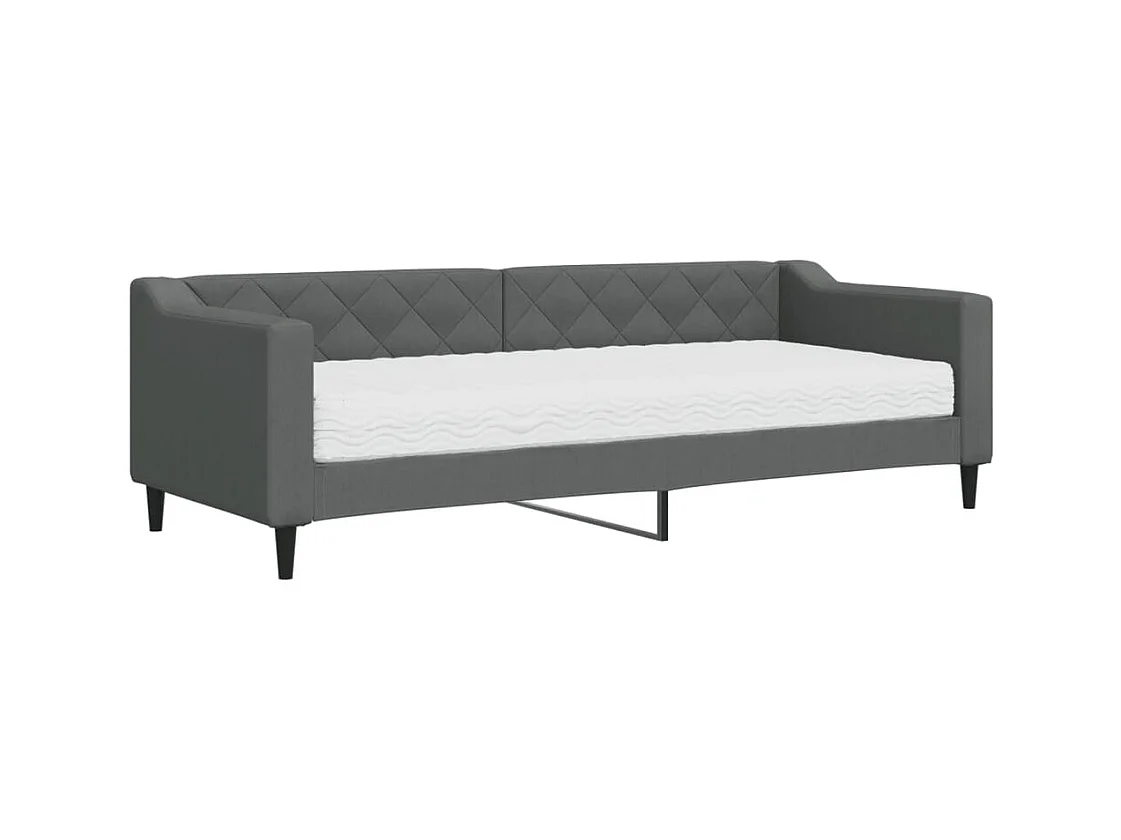 Divano letto con materasso grigio scuro 80x200 cm tessuto