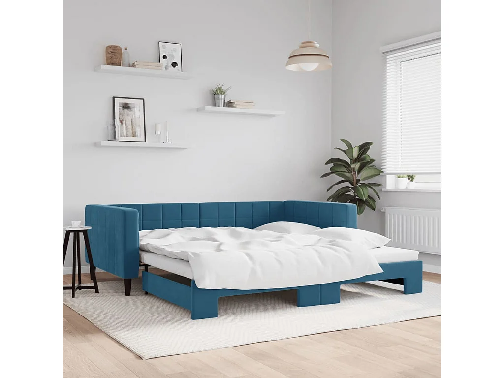 Cama de día con nido sin colchón azul 100x200 cm